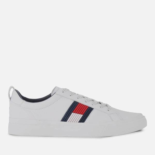 Tommy Hilfiger Men's Flag Detail Leather Trainers - White
