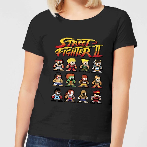 T-Shirt Femme Personnages 2 Pixels Street Fighter - Noir
