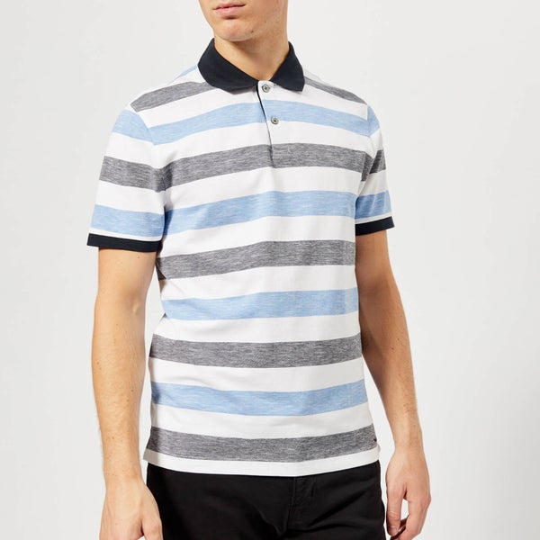 Michael Kors Men's Cotton Linen Stripe Polo Shirt - Midnight