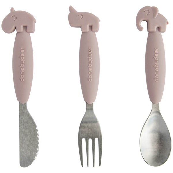 Done by Deer Yummyplus Easy Grip Cutlery Set - Powder