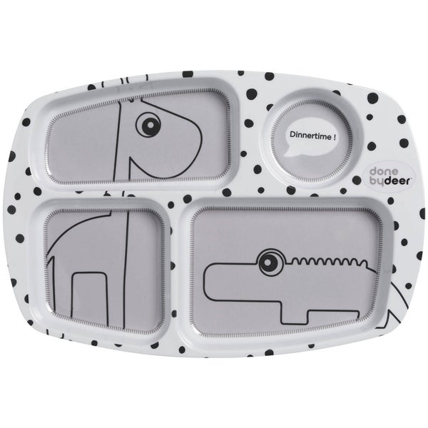 Done by Deer Happy Dots Compartment Plate - Grey