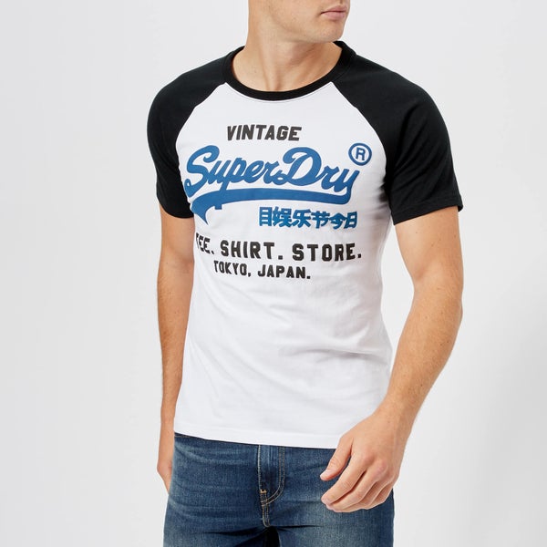 Superdry Men's Shirt Shop Duo Raglan T-Shirt - Optic/Night Club