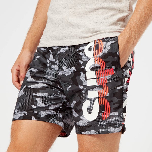 Superdry Men's SD State Volley Swim Shorts - Silver Grey Grit Camo