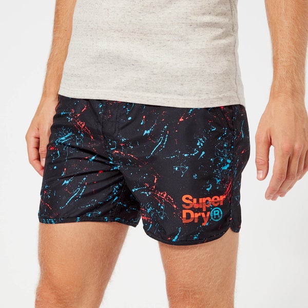 Superdry Men's Echo Racer Swim Shorts - Darkest Navy Splatter AOP