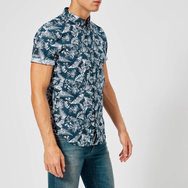 Superdry Men's Shoreditch Short Sleeve Button Down Shirt - Tropical Fern Navy