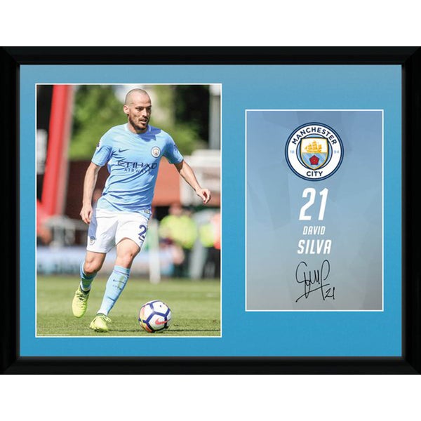 Manchester City Silva 17/18 12 x 16 Inches Framed Photograph
