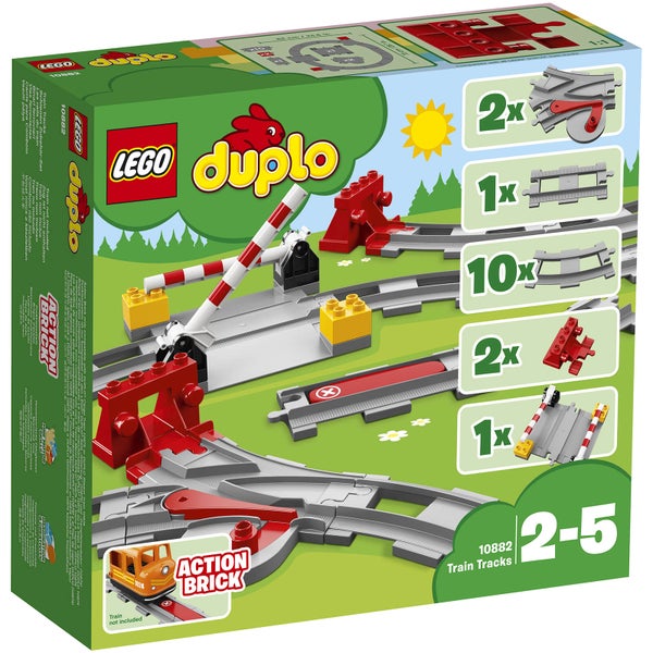 LEGO 10882 DUPLO Town Treinrails Bouwset met Rode Actiesteen, Kinderspeelgoed, LEGO Duplo Train