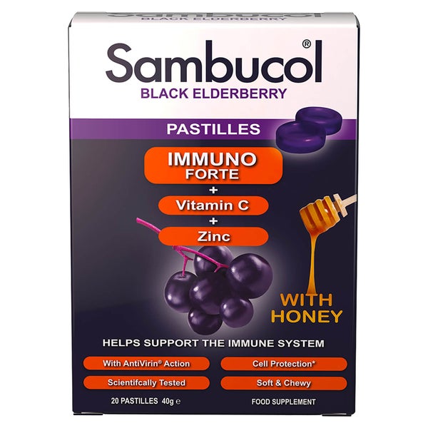 Immuno Forte de Sambucol - Baya de saúco negra - 20 Pastillas