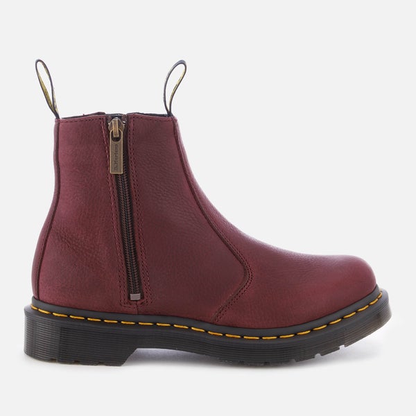 Dr. Martens Women's 2976 Grizzly Leather Zip Chelsea Boots - Cherry Red