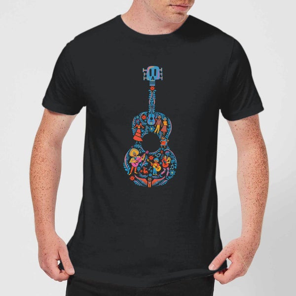 Disney Coco Guitar Patroon T-shirt - Zwart