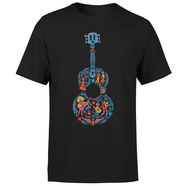 Coco Guitar Pattern Men's T-Shirt - Black