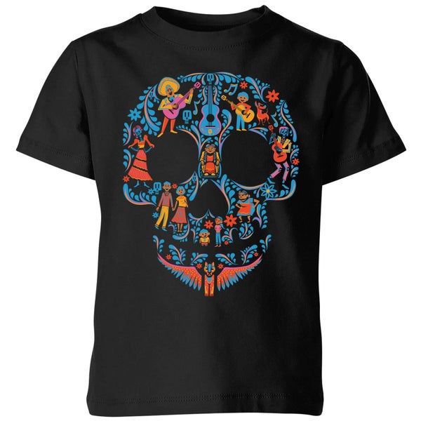 Disney Coco Skull Patroon Kinder T-shirt - Zwart