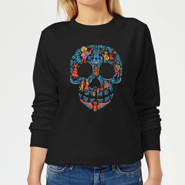 Coco Skull Pattern Women's Sweatshirt - Black