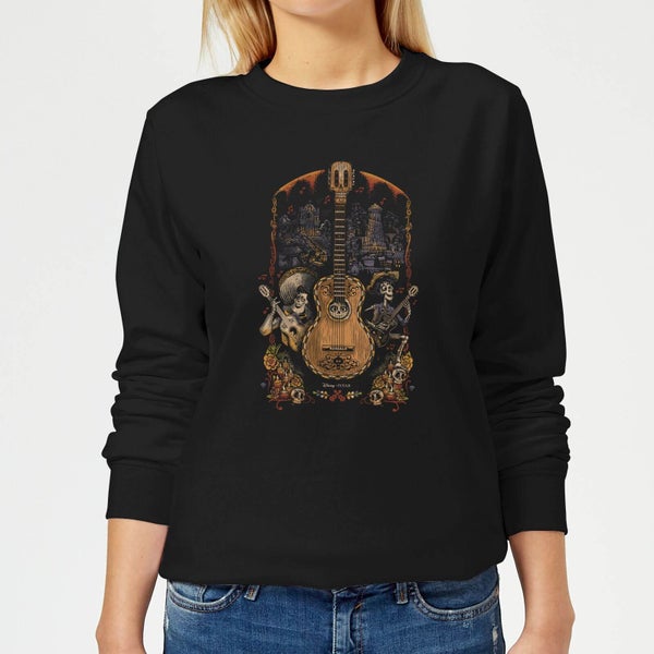 Coco Guitar Poster Women's Sweatshirt - Black