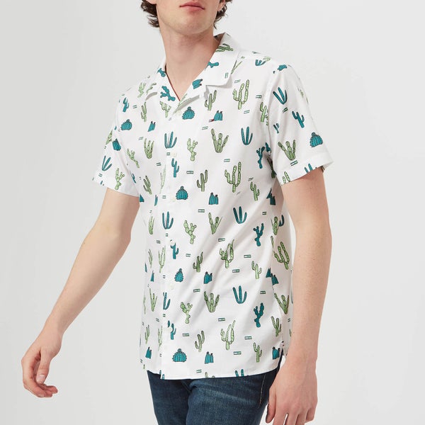 Tommy Jeans Men's Summer Print Short Sleeve Shirt - Cactus/Classic White