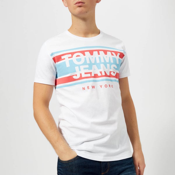Tommy Jeans Men's Cut Out Stripe T-Shirt - Classic White