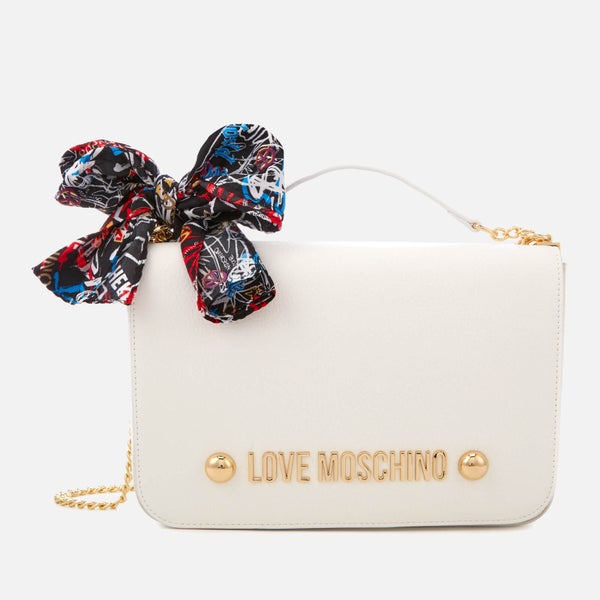 Love Moschino Women's Cross Body Bag with Scarf Bow - White