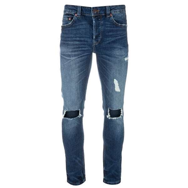 Only & Sons Men's Loom Ripped Jeans - Mid Blue Denim