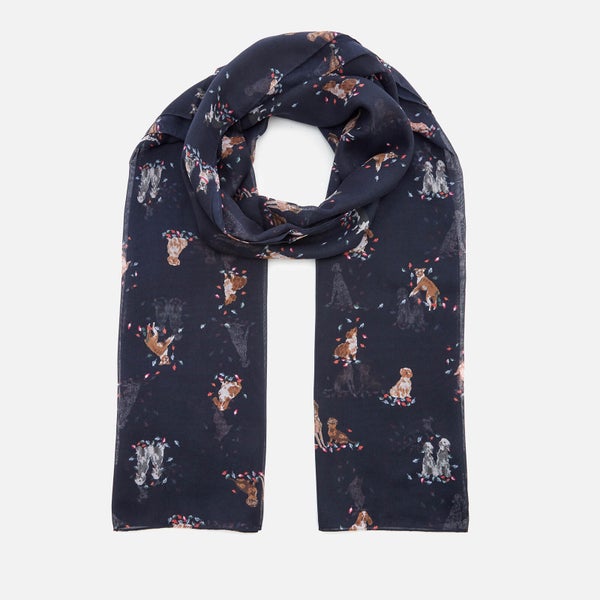 Joules Women's Wensley Woven Scarf - Dogs in Leaves