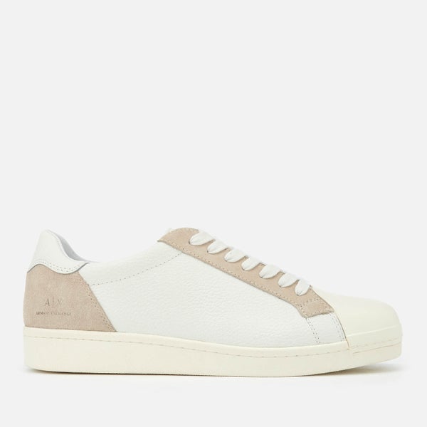 Armani Exchange Men's Tumbled Leather Cupsole Trainers - White