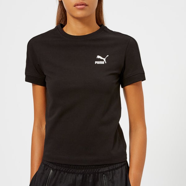 Puma Women's Classic T7 Short Sleeve T-Shirt - Cotton Black