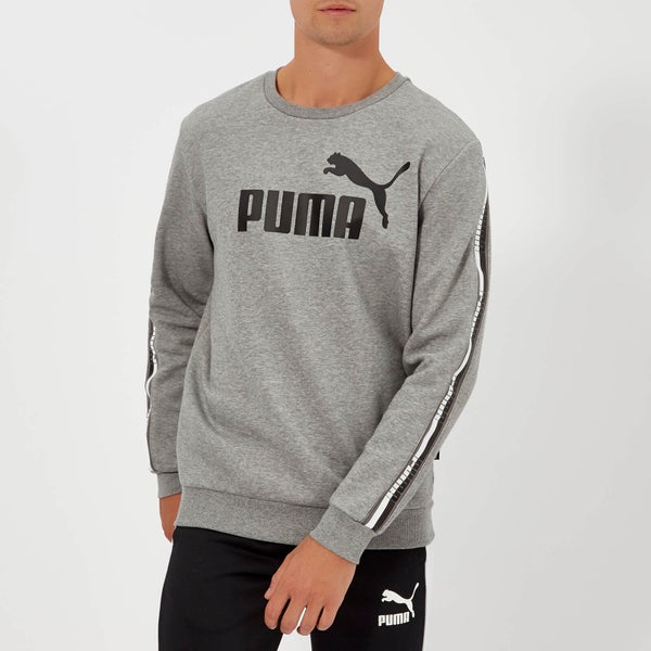 Puma Men's Elevated Essential Tape Crew New Sweatshirt - Medium Grey Heather