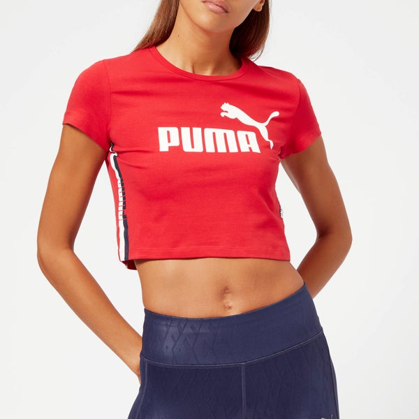 Puma Women's Tape Logo Crop Top - Ribbon Red