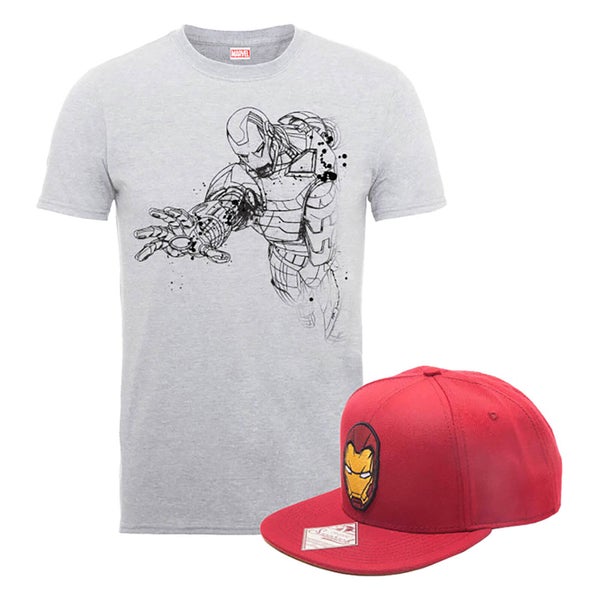 Marvel Comics Iron Man T-Shirt + Snapback Bundle