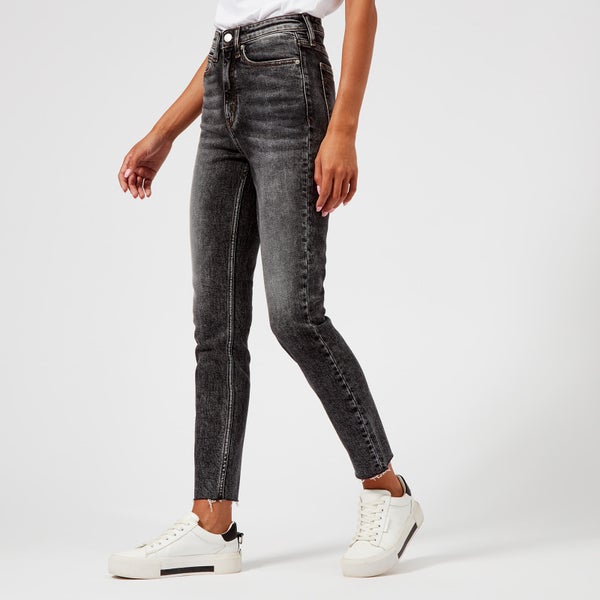 Calvin Klein Jeans Women's High Rise Skinny Raw Hem Jeans - Highland Black