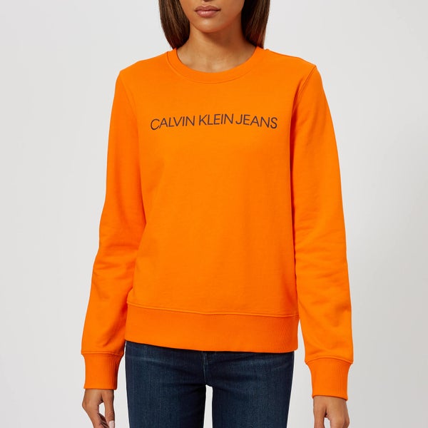 Calvin Klein Jeans Women's Institutional Logo Sweatshirt - Orange Tiger