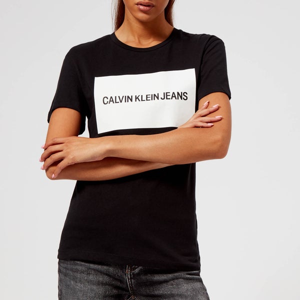 Calvin Klein Jeans Women's Institutional Box Logo T-Shirt - CK Black