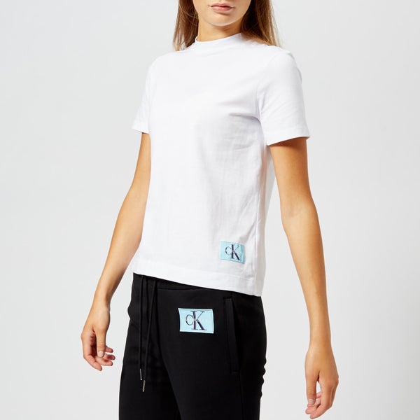 Calvin Klein Jeans Women's Monogram Logo Badge Boxy Fit T-Shirt - Bright White