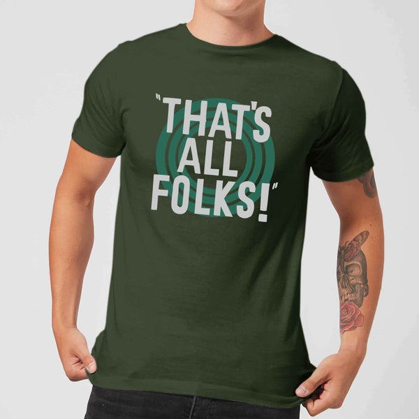 Looney Tunes That's All Folks T-shirt - Donkergroen