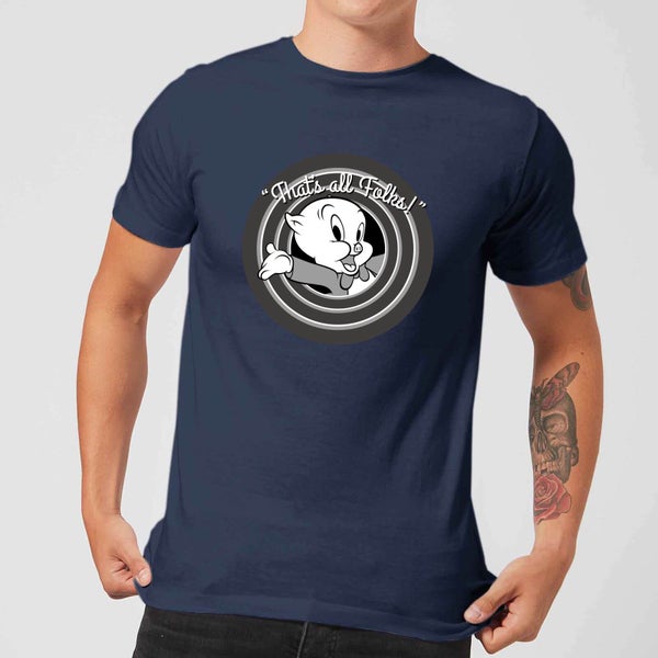 Looney Tunes Porky Pig Circle Logo T-shirt - Navy