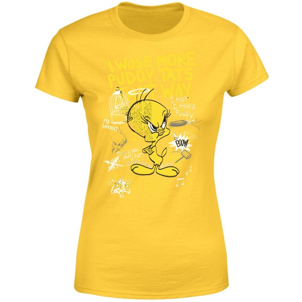 Looney Tunes Tweety Pie More Puddy Tats Women's T-Shirt - Yellow
