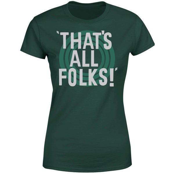 Looney Tunes That's All Folks Dames T-shirt - Donkergroen