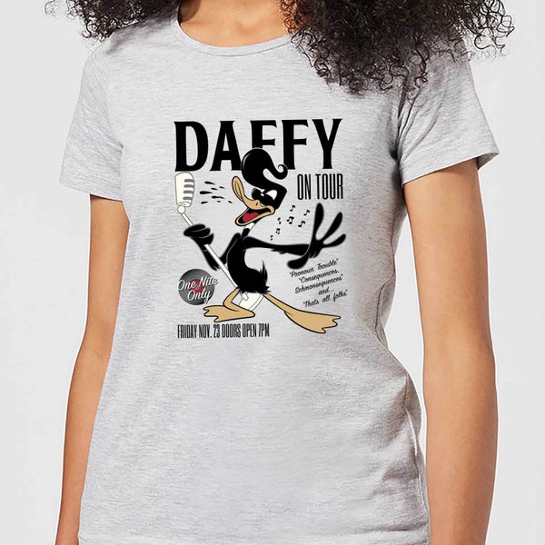 Looney Tunes Daffy Concert Dames T-shirt - Grijs