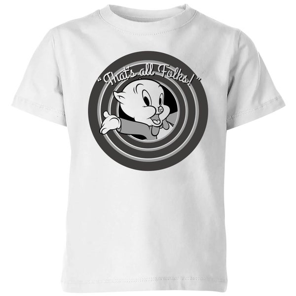 T-Shirt Enfant That's All Folks ! Porky Pig Looney Tunes - Blanc