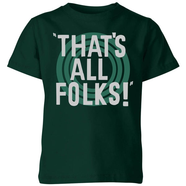 Looney Tunes That's All Folks Kids' T-Shirt - Forest Green