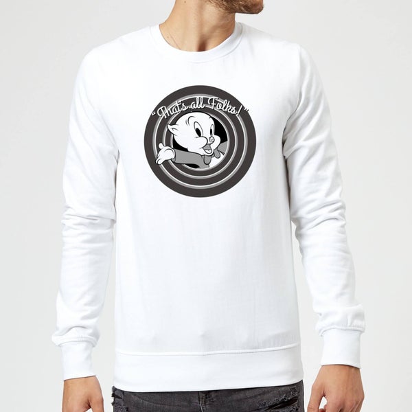 Sweat Homme That's All Folks ! Porky Pig Looney Tunes - Blanc