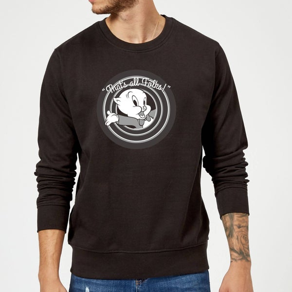 Sweat Homme That's All Folks ! Porky Pig Looney Tunes - Noir
