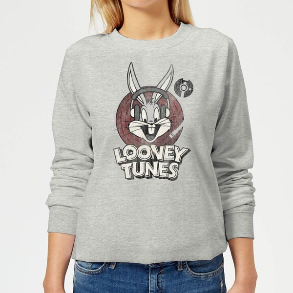 Sweat Femme Bugs Bunny Logo Cercle Looney Tunes - Gris