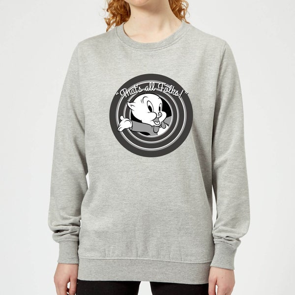Sweat Femme That's All Folks ! Porky Pig Looney Tunes - Gris