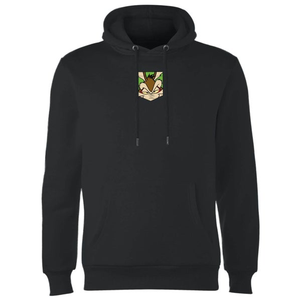 Looney Tunes Wile E Coyote Face Faux Pocket Hoodie - Black