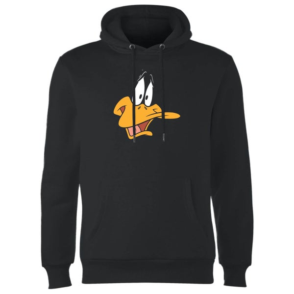Looney Tunes Daffy Duck Face Hoodie - Black