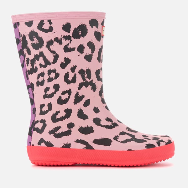 Hunter Kids' First Classic Leopard Print Wellies - Mist Pink/Hyper Pink/Thistle