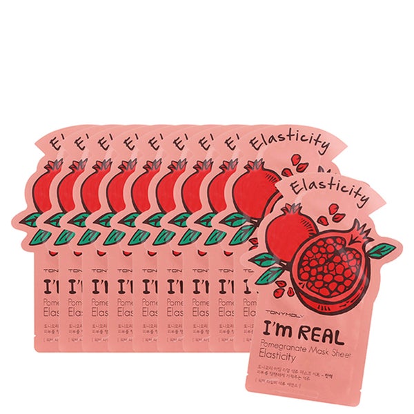 TONYMOLY I'm Real Sheet Mask Set of 10 - Pomegranate (Worth $30)