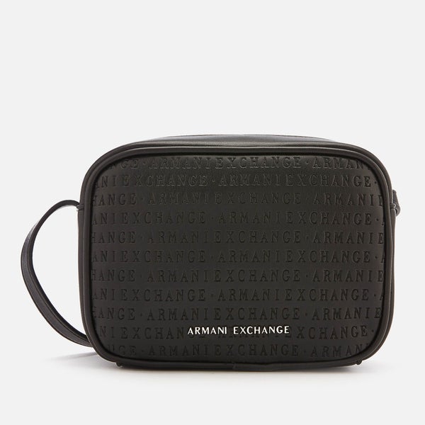 Armani Exchange Women's All Over Logo Embossed Cross Body Bag - Black
