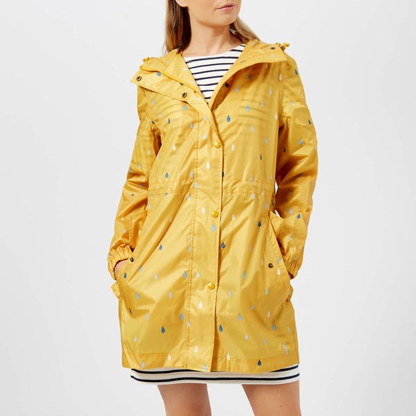 Joules Women's Golightly Waterproof Packaway Coat - Antique Gold Raindrops