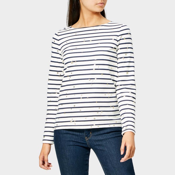 Joules Women's Harbour Print Gold Star Jersey Top - White